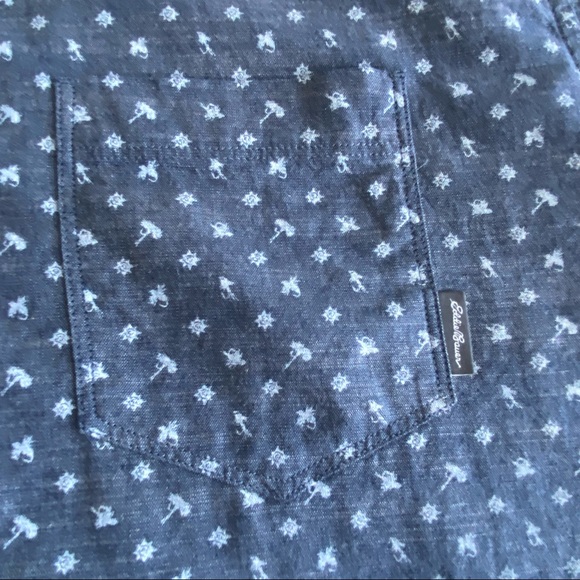 Eddie Bauer Classic Fit Chambray Print Button Down Shirt - Picture 7 of 12